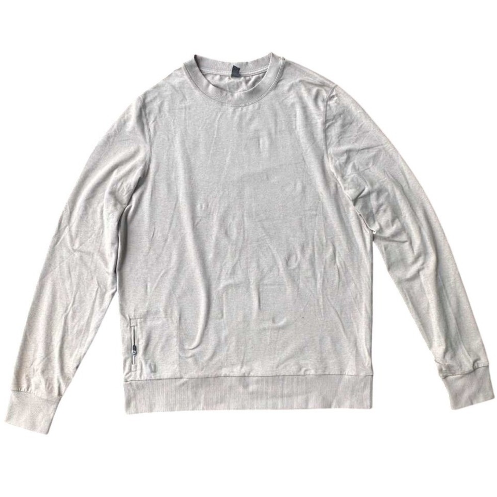 Vuori Womens Performance Long Sleeve Crewneck Top Grey Zipper Pocket Small